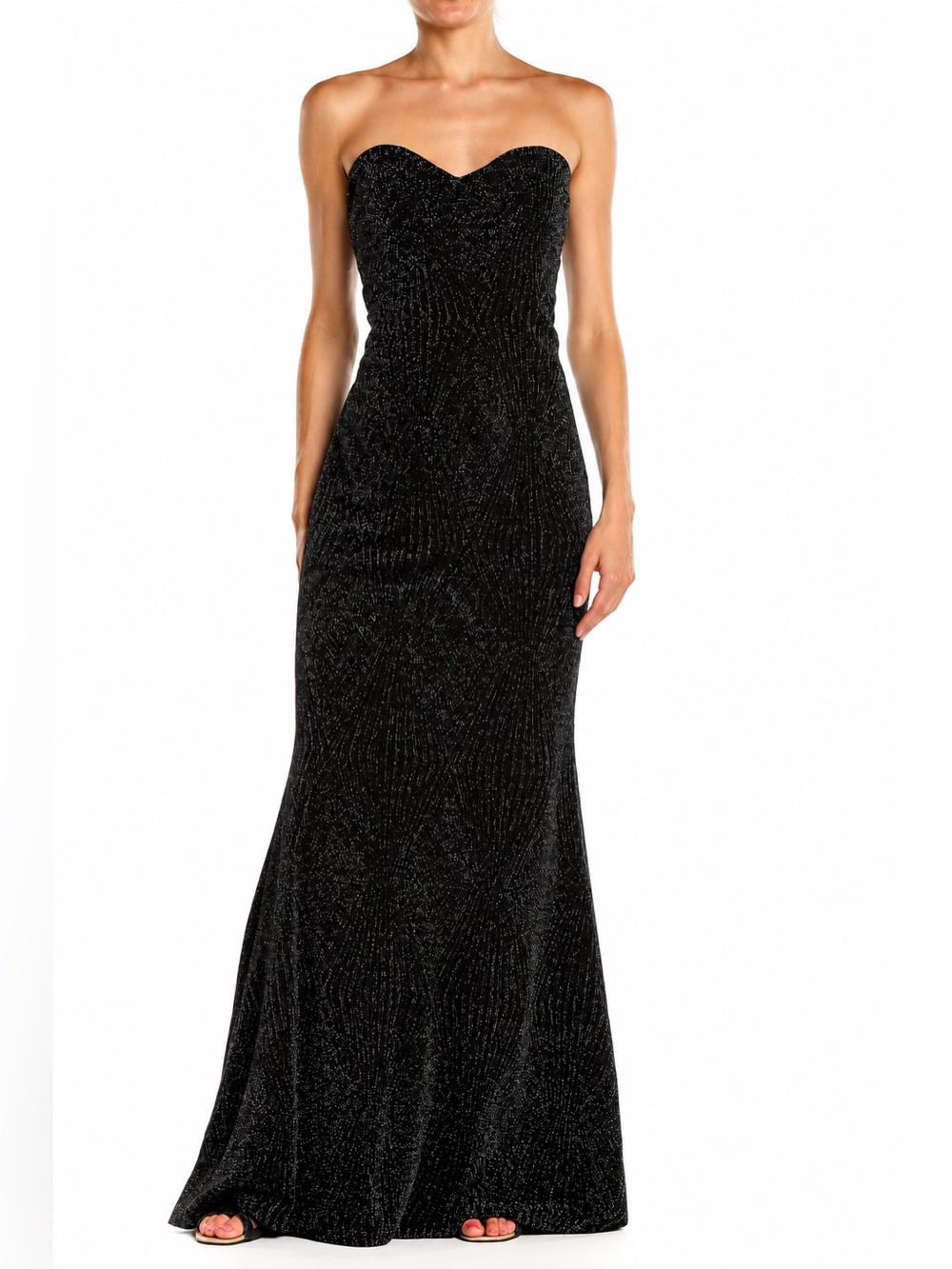 Trixxi Clothing Company Black Sparkly Strapless Mermaid Gown